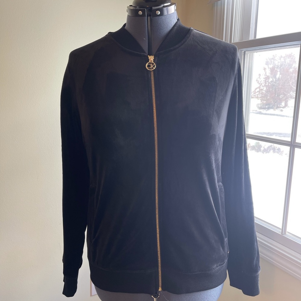 NWOT Calvin Klein velour bomber jacket